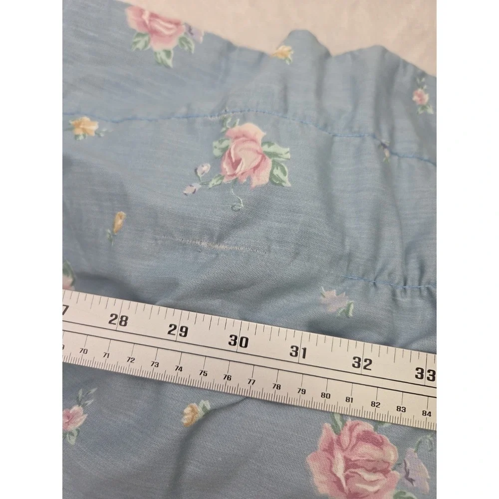 2 Vintage 1980s Floral Curtain Valances Ruffled Country Blue JCP 19x78